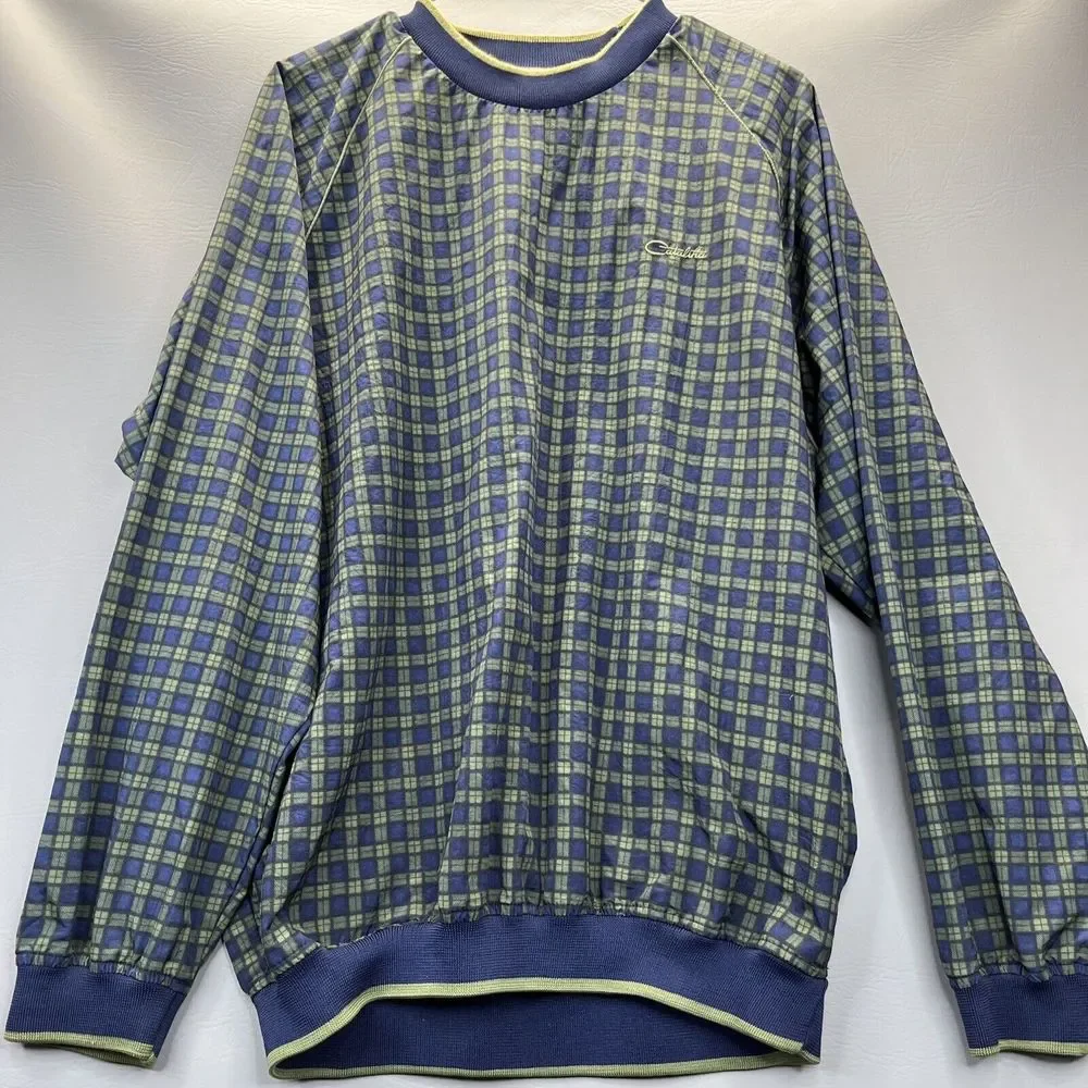 Vintage Catalina Pullover Golf Windbreaker Green Gold Classic Cosplay Medium